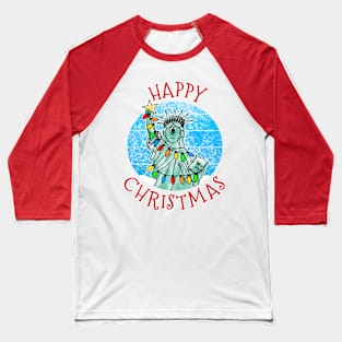 Christmas Statue Of Liberty Patriotic Xmas 2022 Baseball T-Shirt